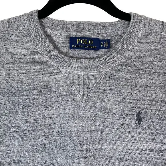 Polo Ralph Lauren Mens Sz S Heathered Grey Fine Knit Crewneck Sweater Classic - Picture 3 of 16